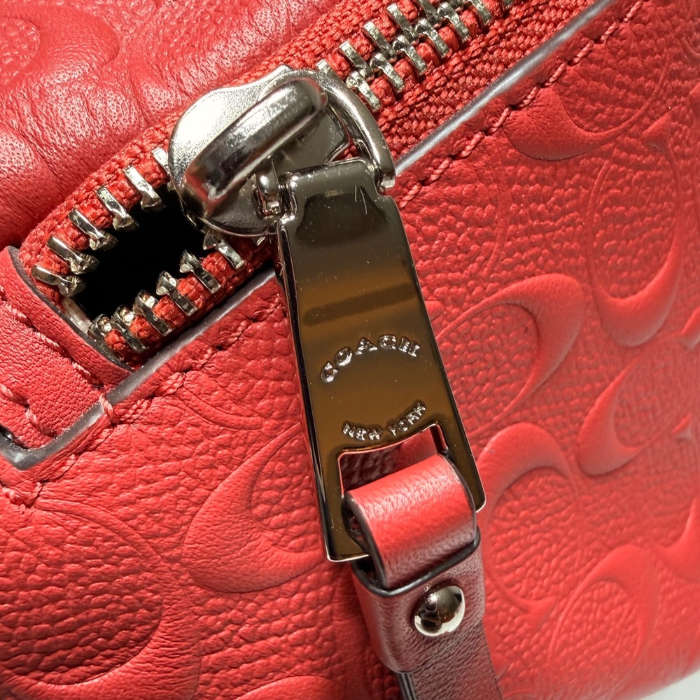 Coach Court Belt Bag Red Signature Embossed Leather Fanny Pack Waist Bag F84711 - Picture 10 of 15